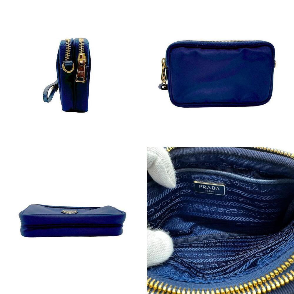Prada Crossbody Leather Bag Blue Gold Shoulder Blue Gold
